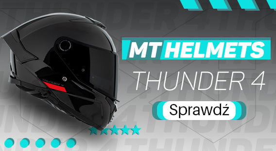 Motocyklowy kask integralny marki MT Helmets model Thunder 4 z blendą przeciwsłoneczną i pinlockiem w zestawie