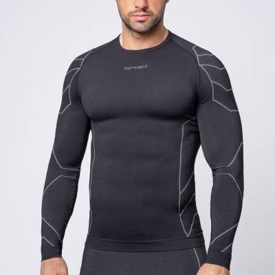 Męska koszulka termoaktywna z długim rękawem Spaio Rapid black/grey M