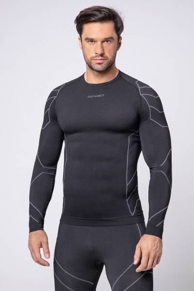 Męska koszulka termoaktywna z długim rękawem Spaio Rapid black/grey