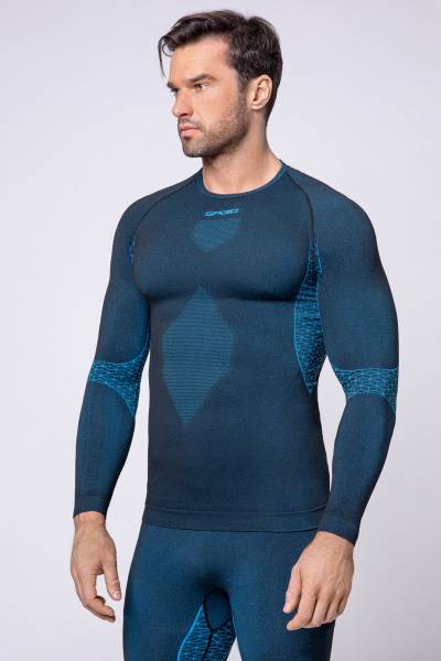 Męska koszulka termoaktywna z długim rękawem Spaio Breeze black/blue