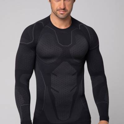 Męska koszulka termoaktywna z długim rękawem Spaio Adrenaline black/grey M