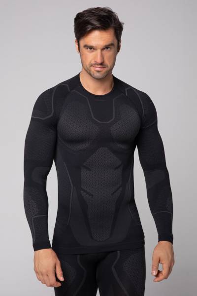 Męska koszulka termoaktywna z długim rękawem Spaio Adrenaline black/grey