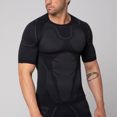 Męska koszulka termoaktywna z krótkim rękawem Spaio Adrenaline black/grey M