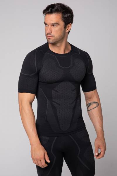 Męska koszulka termoaktywna z krótkim rękawem Spaio Adrenaline black/grey