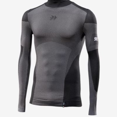 Koszulka termoaktywna z półgolfem SIXS BreezyTouch V2 Black Carbon XS/S