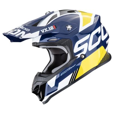 Kask Scorpion VX-16 EVO AIR ANALOG White-Blue-Yellow XS