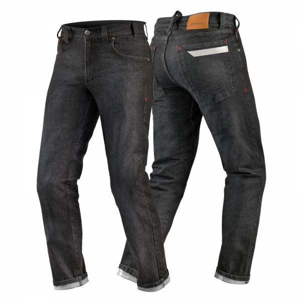 Jeansowe spodnie motocyklowe Shima Gravel 2 czarne - przód i tył