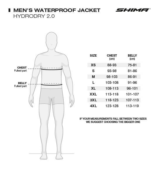Rozmiary Przeciwdeszczówek Shima Hydrodry 2.0