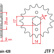 JT Zębatka Przednia JTF712 rozmiar 428 Standardowa