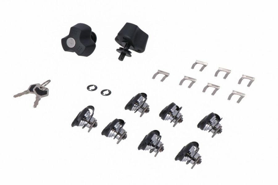 Zestaw 7 Zamków Do Kufrów +Zestaw Antykradzieżowy Do Stelaży Pro Sw-Motech Anti-Theft 2 Klucze Black 