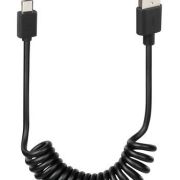 Kabel sprężynowy Usb - Micro Usb Lampa czarny