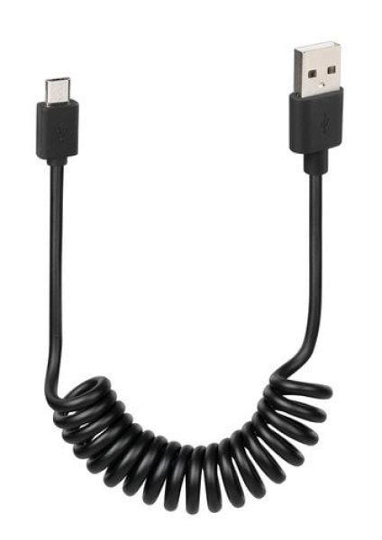 Kabel sprężynowy Usb - Micro Usb Lampa czarny