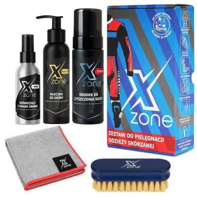 Zestaw do pielęgnacji odzieży skórzanej Xzone strong + mleczko + jony man + szczotka