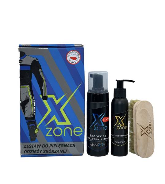 Zestaw do czyszczenia oraz konserwacji odzieży skórzanej + szczotka Xzone strong + mleczko + szczotka