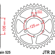 JT Zębatka Tylna JTR2014 rozmiar 525 Standardowa
