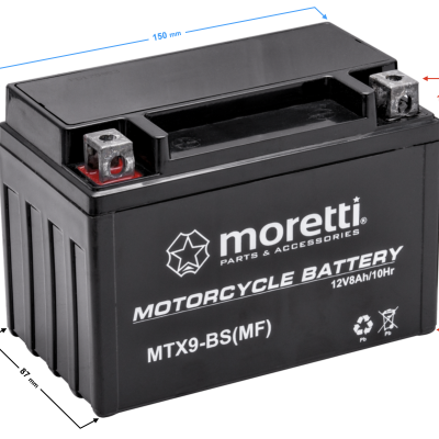 Akumulator Moretti AGM (Gel) MTX9-BS bez wskaźnika