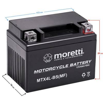 Akumulator Moretti AGM (Gel) MTX4L-BS bez wskaźnika