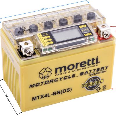 Akumulator Moretti AGM (Gel) MTX4L-BS ze wskaźnikiem