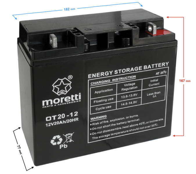 Akumulator Moretti (Gel) OT 12V/20 AH 