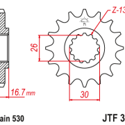 JT Zębatka Przednia JTF333 rozmiar 530 Standardowa