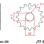 JT Zębatka Przednia JTF558 rozmiar 428 Standardowa