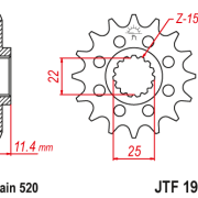 JT Zębatka Przednia JTF1902 rozmiar 520 Standardowa