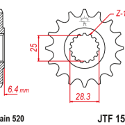 JT Zębatka Przednia JTF1592 rozmiar 520 Standardowa