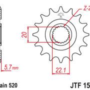JT Zębatka Przednia JTF1590 rozmiar 520 Standardowa