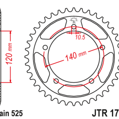 JT Zębatka Tylna JTR1792 rozmiar 525 Standardowa czarna Tył 41
