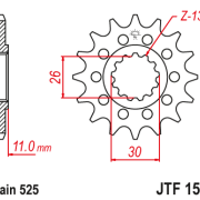 JT Zębatka Przednia JTF1591 rozmiar 525 Standardowa