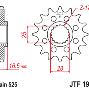 JT Zębatka Przednia JTF1904 rozmiar 525 Standardowa