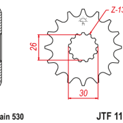 JT Zębatka Przednia Jtf1180 rozmiar 530 Standardowa