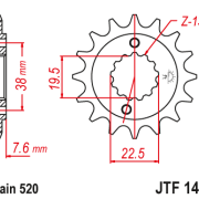 JT Zębatka Przednia JTF1401 rozmiar 520 Standardowa