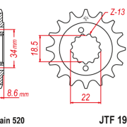 JT Zębatka Przednia JTF1908 rozmiar 520 Standardowa