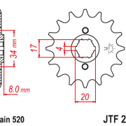JT Zębatka Przednia JTF287 rozmiar 520 Standardowa