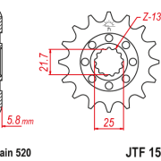 JT Zębatka Przednia JTF1565 rozmiar 520 Standardowa