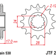 JT Zębatka Przednia JTF295 rozmiar 530 Standardowa