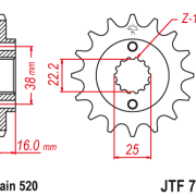 JT Zębatka Przednia JTF736 rozmiar 520 Standardowa