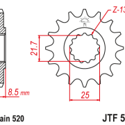 JT Zębatka Przednia JTF578 rozmiar 520 Standardowa