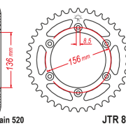 JT Zębatka Tylna JTR822 rozmiar 520 Standardowa