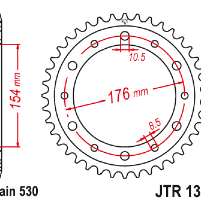 JT Zębatka Tylna JTR1340 rozmiar 530 Standardowa czarna Tył 43