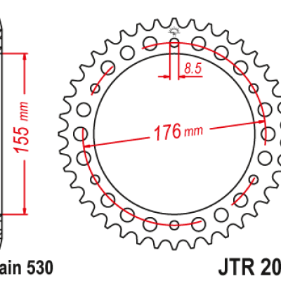 JT Zębatka Tylna JTR2011 rozmiar 530 Standardowa czarna Tył 42