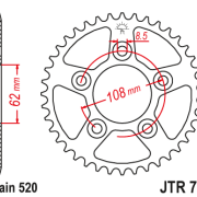 JT Zębatka Tylna JTR701 rozmiar 520 Standardowa